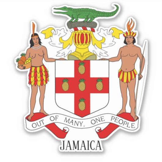 Jamaica Nationale Wapenmunt Patriottisch Sticker (Voorkant)