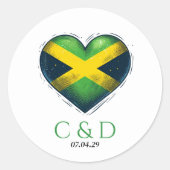 Jamaica Paar Hart Bruiloft Ronde Sticker (Voorkant)