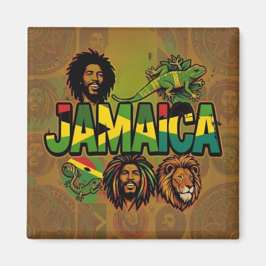 Jamaica proud magnet with jamaican colors (Devant)