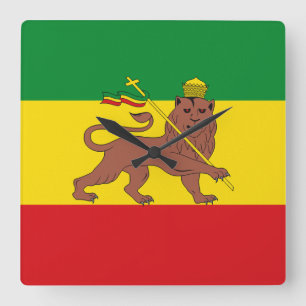 Jamaica Rasta Vlag - hAILE sELASSIE I - Rasta Lief Vierkante Klok