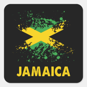 Jamaica Retro Waterverven Jamaicaanse vlag Vierkante Sticker