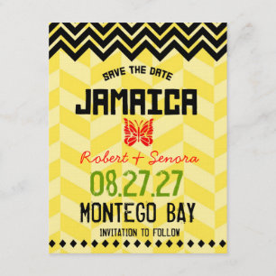 JAMAICA Save the Date Linen Paper