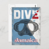 Jamaica scuba duikmasker briefkaart (Voorkant / Achterkant)