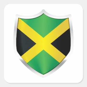 Jamaica Silver Shield Flag Vierkante Sticker