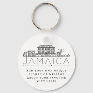 Jamaica Stylized Skyline Aangepaste slogan Sleutelhanger