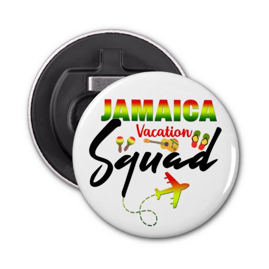 Jamaica Vacation Squad Group Matching Reggae Button Flesopener (Voorkant)