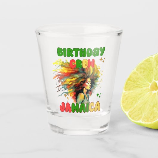 Jamaica Verjaardag Meisje Matching Crew Reisgroep Shot Glas (Voorkant)