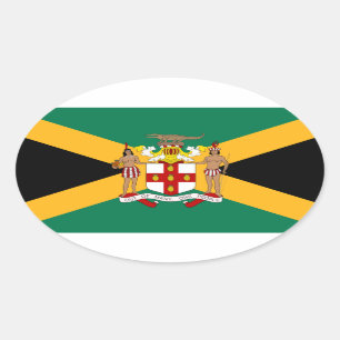 Jamaica Vlag/Wapenmunt Ovale Sticker