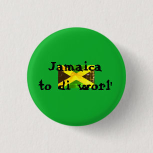 Jamaica voor de wereld: Jamaicaanse vlag groen Ronde Button 3,2 Cm