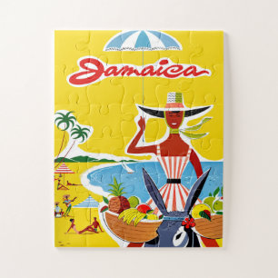 Jamaica, Vrouw aan de Donkey door de kust, grappig Legpuzzel