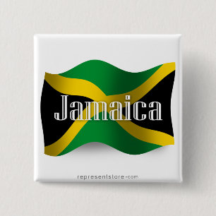 Jamaica Waving Flag Vierkante Button 5,1 Cm