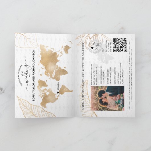 Jamaica Wedding Destination Passport Map Invitati (Binnen)