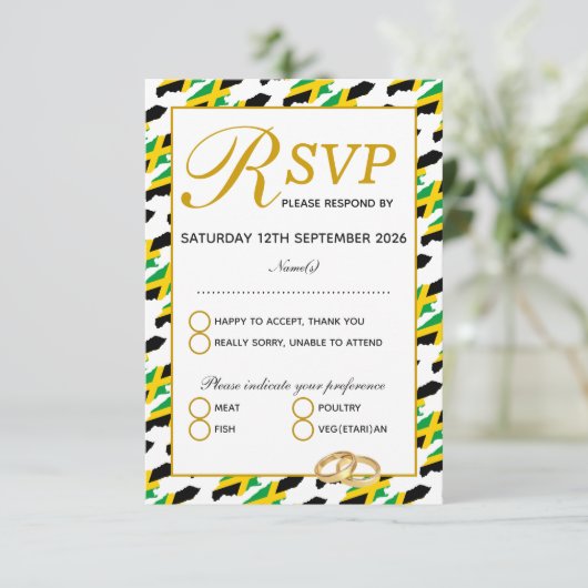 JAMAICA Wedding RSVP-reactiekaart RSVP Kaartje (Staand voorkant)