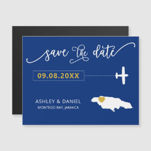 Jamaica Wedding Save the Date Card, Map Magnetische Uitnodiging
