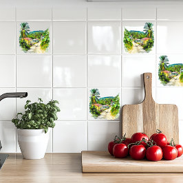 Jamaicaans dorp tegeltje