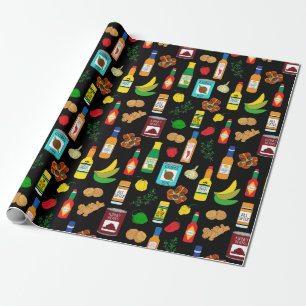 Jamaicaans eten en kruiden verjaardag cadeaupapier