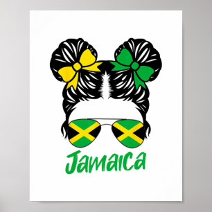 Jamaicaans meisje rommelige knot Jamaica zomervaka Poster