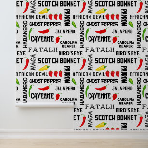 Jamaicaans restaurant Spicy Chili Pepper Pattern Behang