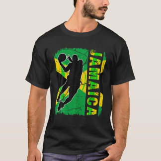 Jamaicaanse basketballer Jamaica vlag basketbal T-shirt