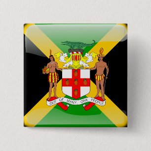 Jamaicaanse glanzende vlag vierkante button 5,1 cm