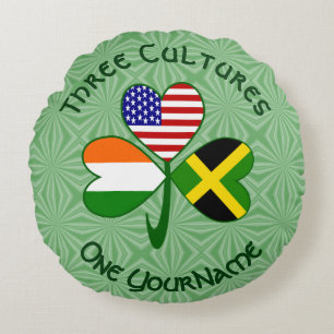 Jamaicaanse Ierse Vlaggen van de VS Shamrock Perso Rond Kussen