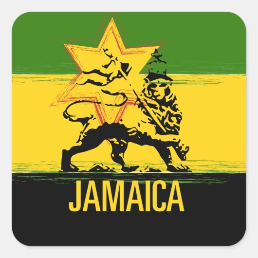 Jamaicaanse Leeuw van Juda Grote Plein Sticker (Voorkant)