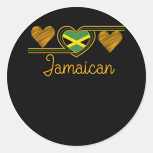 Jamaicaanse liefde Jamaicaanse vlag drie hart in J Ronde Sticker