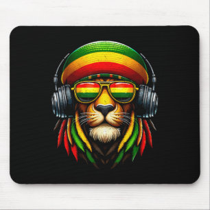 Jamaicaanse Pride Rasta Reggae Lion met muziek hoo Muismat