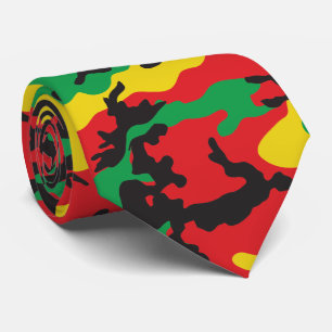 Jamaicaanse Rasta Camouflage Print Patroon Stropdas