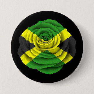 Jamaicaanse Roos Vlag op zwart Ronde Button 7,6 Cm
