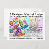 Jamaicaanse Tropical Martini Recept Kaart Briefkaa (Voorkant / Achterkant)