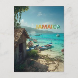 Jamaicaanse visserijhut en boten briefkaart