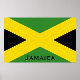 Jamaicaanse vlag aan de rand met Jamaica Word Poster