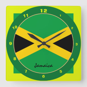 Jamaicaanse vlag en Jamaica trendy mode/ontwerp Vierkante Klok