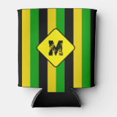 Jamaicaanse vlag gekleurd gestreept monogram bier blikjeskoeler (Voorkant)