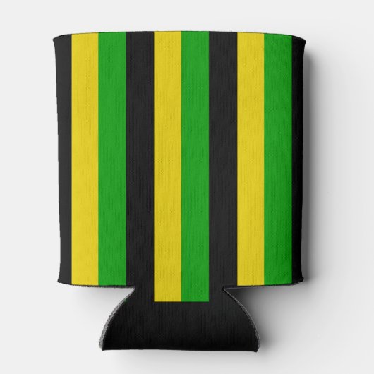 Jamaicaanse vlag gekleurd gestreept monogram bier blikjeskoeler (Achterkant)