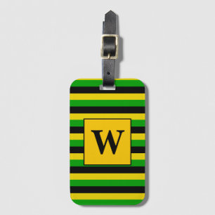 Jamaicaanse vlag kleuren gestreept monogram bagagelabel