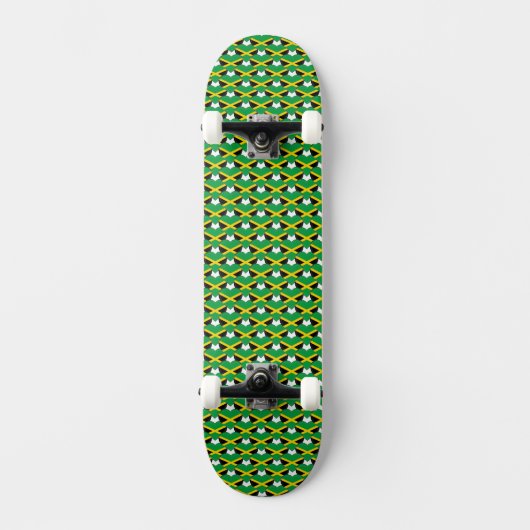 Jamaicaanse vlag kleuren harten patroon patriottis skateboard (Voorkant)