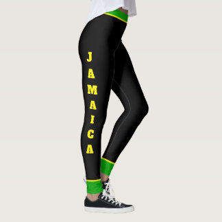 Jamaicaanse vlag kleuren verticale tekst naar bene leggings