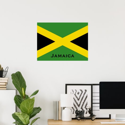 Jamaicaanse vlag met Jamaica Word World Flags Poster (Thuiskantoor)