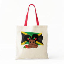 Jamaicaanse Vlag met Meisje & Hibiscus Flower Canv