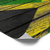 Jamaicaanse vlag met ruw houtachtig effect poster (Hoek)