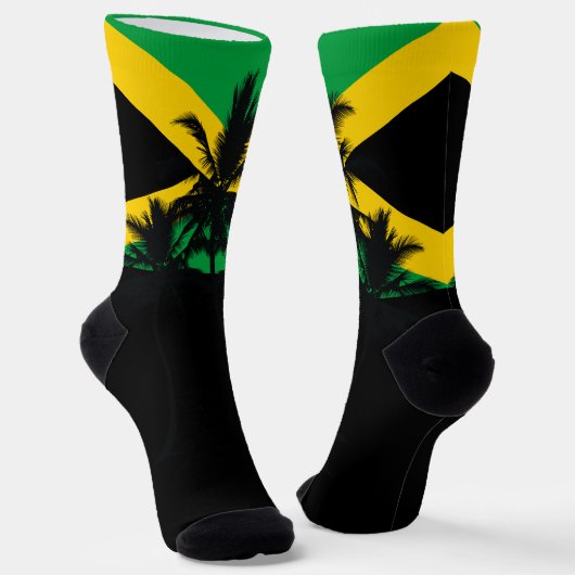 Jamaicaanse Vlag Tropische Palmbomen Sokken (Gebogen)