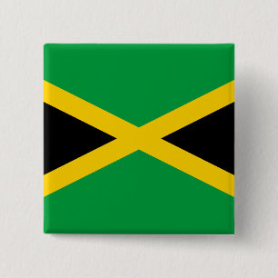 Jamaicaanse vlag vierkante button 5,1 cm