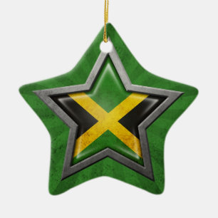 Jamaicaanse vlaggenster met lichtstralen keramisch ornament