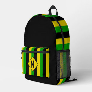 Jamaicaanse Vlagkleuren Gestreept Monogram Bedrukte Rugzak
