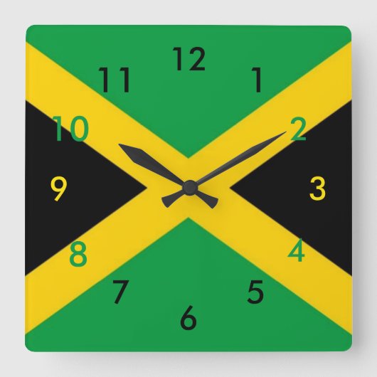 Jamaicaanse vlagklok vierkante klok (Voorkant)