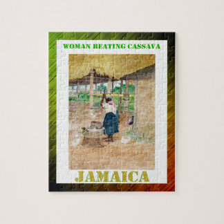 Jamaicaanse vrouw die Cassave op Boerderij slaat Legpuzzel