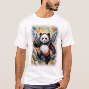 Jamaican Angel Panda op een zwarte T-shirt