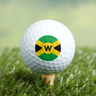 Jamaican Flag Add Your Initial Monogram Golfballen